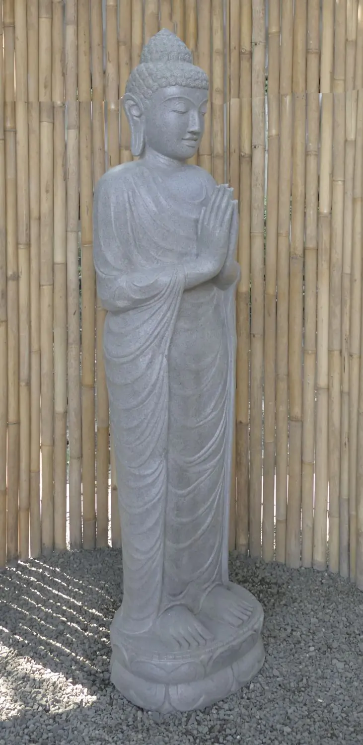  Product image 4 of the product “Standing Buddha made of Riverstone, position Namaskara , H. 180cm. ”